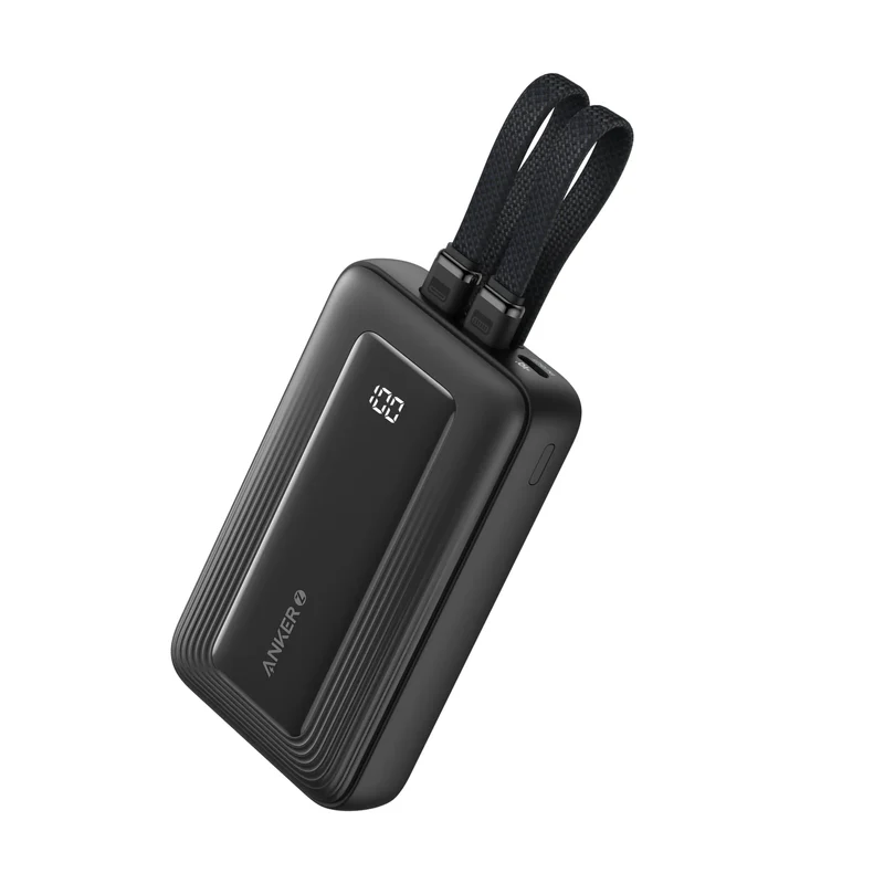 Anker Power Bank (10K-30W- Built-In USB- C+Lightning Cable) - Black Anker Power Bank (10K-30W- Built-In USB- C+Lightning Cable) - Black